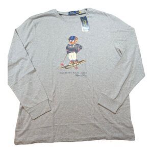 Polo Ralph Lauren Ski Bear Long Sleeve T-Shirt Grey XXL 2XL MSRP $79.50